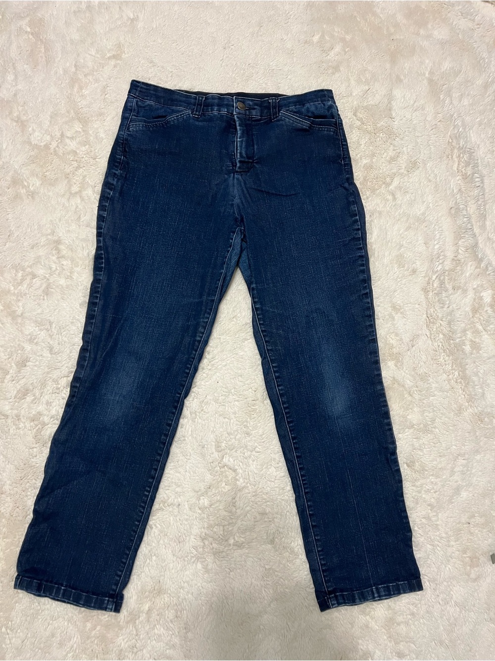 Christopher & Banks Dark Blue Straight-Leg Jeans - Super Stretch Waistband